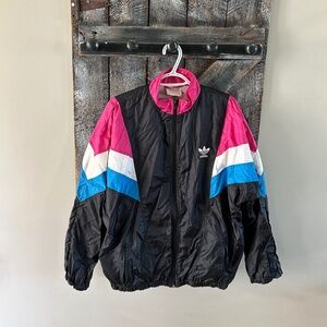Women's Vintage Adidas Full Zipper Light Weight Colour BlockJacket